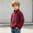 thumbnail image 6 of DJDLJWCJ Boys Zip Up Sweatshirts Stand Collar Long Sleeve Solid Color Sweatshirt Comforty Lightweight Full Zipper Jacket Wine Size 3T, 6 of 9