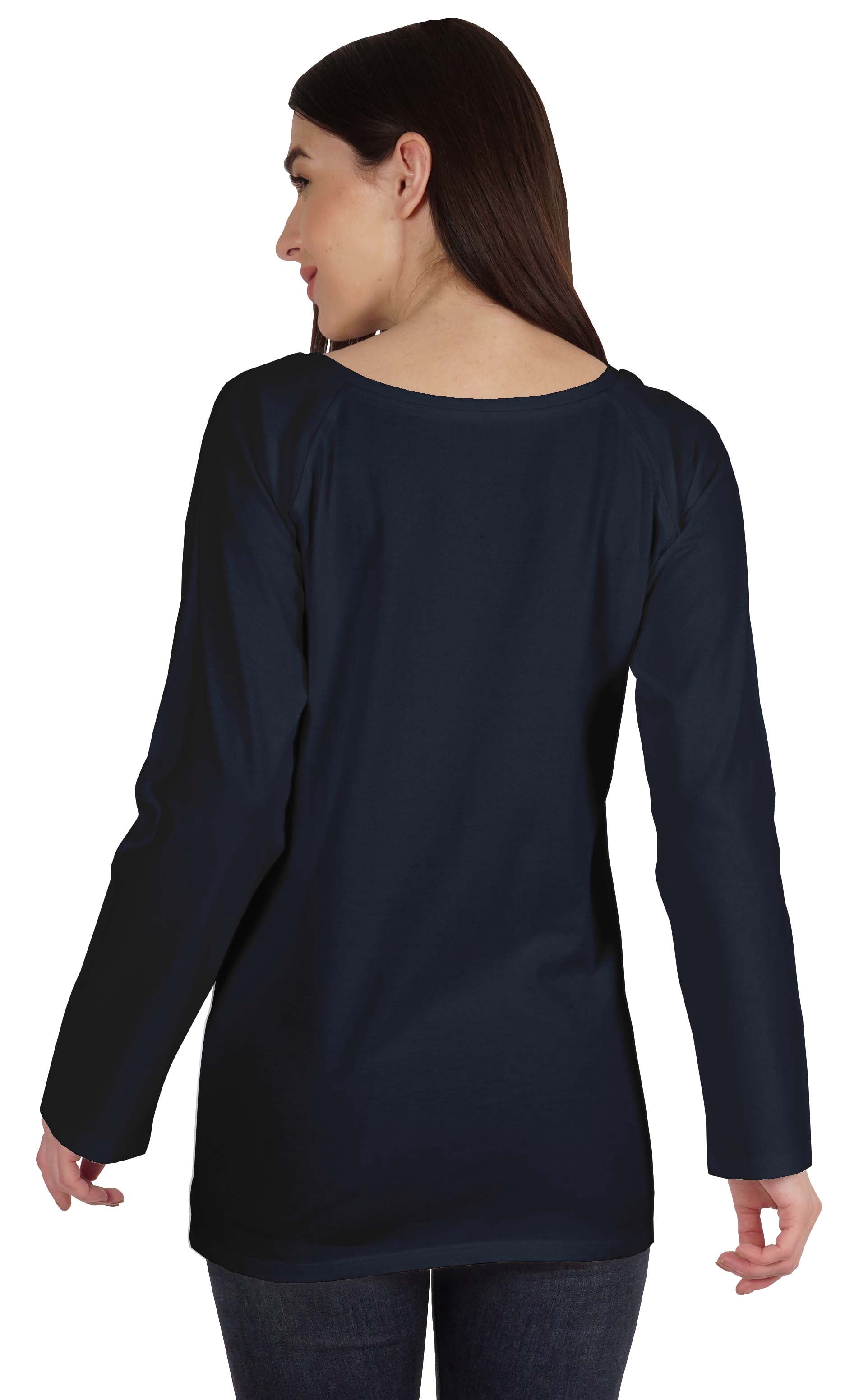 Inkmeso Solid Raglan Full Sleeve T-shirt For Women Scoop Neck Baseball Tee Casual Tops