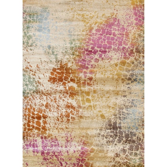 EORC Ivory machine-made Polypropylene Bohemian Capella Rug, 7'10 x 9'10-Color:Ivory,Material:Polypropylene