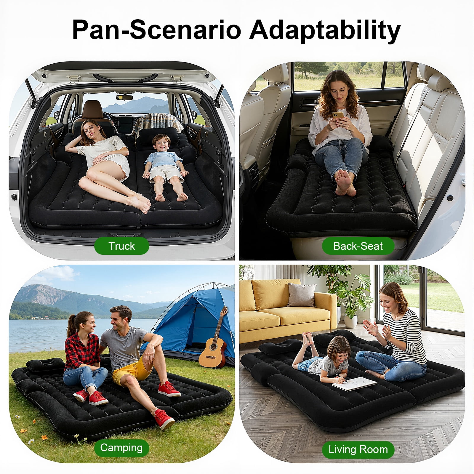 Miumaeov Inflatable Air Mattress Portable Camping Travel Sleeping Airbed with Electric Air Pump or SUV/Truck/Van