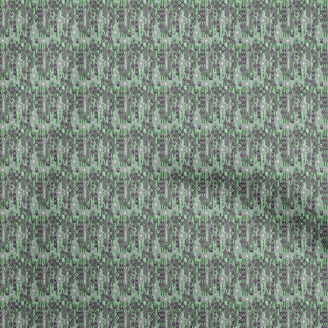 oneOone Polyester Spandex Green Fabric Asian Kilim Sewing Material Print Fabric By The Yard 56 Inch Wide