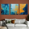 thumbnail image 5 of 1pc Modern Abstract Textured Wall Art  Frame, Geometric Oil Painting on Canvas, Teal Blue &amp; Orange Accents, Minimalist Art Deco Decor for Living Room, Bedroom, Dining Room 12x16inchx3pcs, 5 of 6