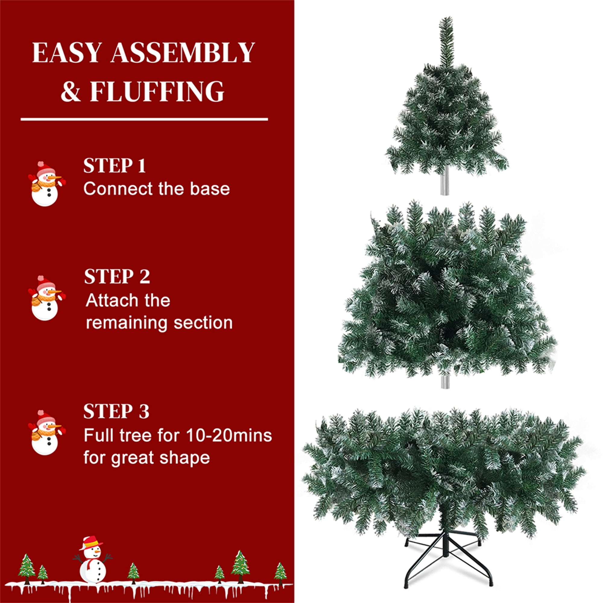 Kepooman 6ft 1050 Branch Christmas Tree,Artificial Christmas Tree for Home Office with Iron Leg, White PVC Xmas Tree Kepooman 6ft 1050 Branch Christmas Tree,Artificial Christmas Tree for Home Office with Iron Leg, White PVC Xmas Tree