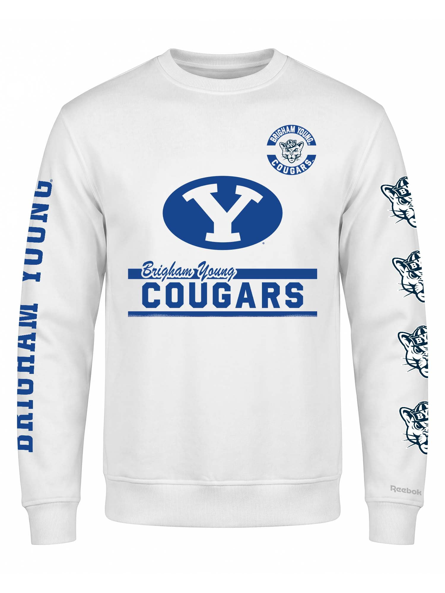 BYU Cougars Reebok Mens White Crew Sweatshirt