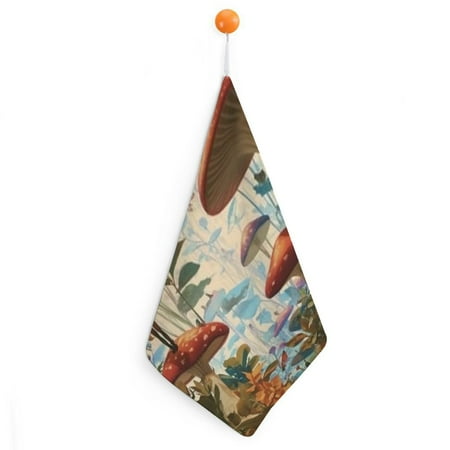 

Sheronv Mushrooms Flowers Butterflies Reusable Hand Towels Ultra-Fine Fiber Kitchen Essentials 30x30cm 1pcs