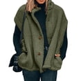 thumbnail image 2 of Fall Winter Women Casual Loose Fleece Vest Oversize Button up Sherpa Vest Jacket, 2 of 6