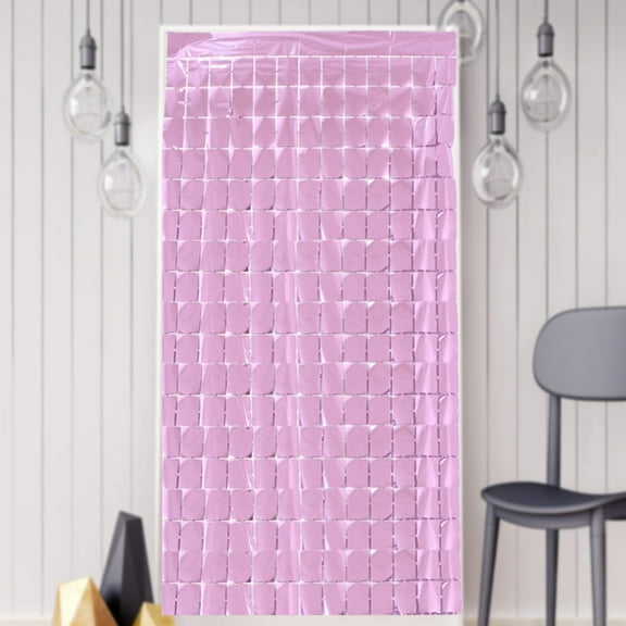 Namzi 2 Pack 39.37*78.74in Squares Foil Backdrop Curtains, Tinsel Streamers Birthday Party Decorati，ons, Fringe Backdrop for Graduation, Baby Shower, Gender Reveal, Disco Party，Pink