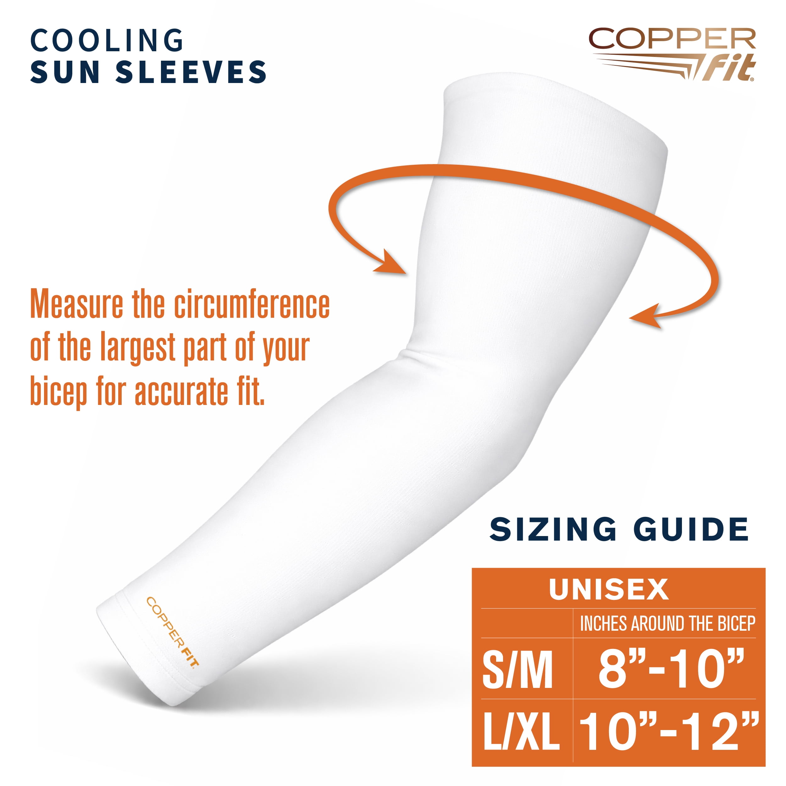 Copper Fit Cooling Sun Sleeves, UPF 50+ UV Protection Arm Sleeves, Breathable & Sweat-Wicking, Large/XL, 2 Pack