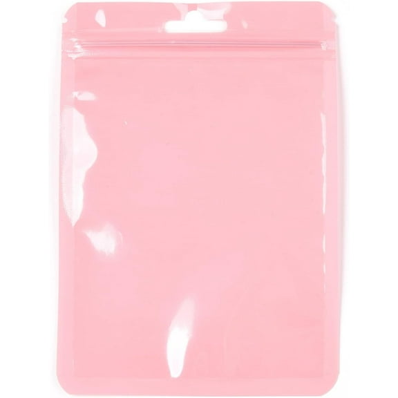 100Pcs 2.3x4 inch Macaron Color Plastic Zip Lock Bags Resealable Bags Cellophane Bags Top Seal Self Seal Bags for Gift Packaging Treats Favors Storage Pink Thickness: 2 Mil(0.05mm)