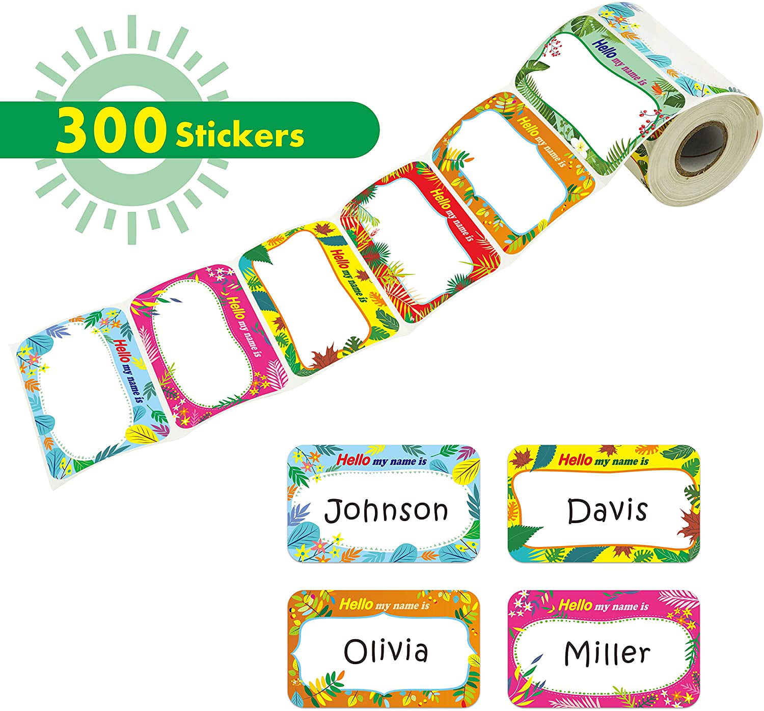 3.5x2.2 Each 300 Pcs Name Tag Label Sticker Galaxy-Themed in 6 Designs with Perforated Line for School Office Home