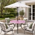 thumbnail image 2 of Round Outdoor Tablecloth with Umbrella Hole and Zipper, Tropical Palm Tree Tablecloth with Elastic Waterproof, Magenta Pink Plants Coastal Leaf Beach Patio Table Covers for 31" - 35" Pool Tables, 2 of 9