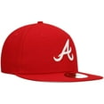 thumbnail image 3 of Men's New Era Red Atlanta Braves White Logo 59FIFTY Fitted Hat, 3 of 5