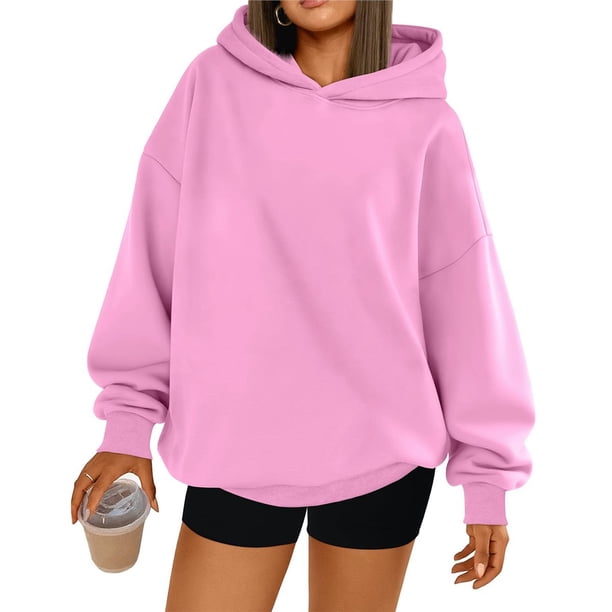 Sudaderas con Capucha de Gran Tamaño para Mujer, Sudaderas Cómodas, Conjuntos de Moda de Otoño, Blusas Casuales, Ropa de . Rosa M