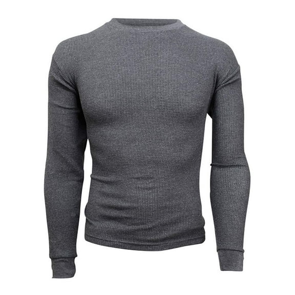 Men's Charcoal Gray Thermal Long Sleeve Crew Neck Top Size Small