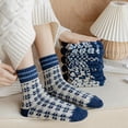 thumbnail image 4 of Calcetines de lana de rizo para mujer, 6 pares, color azul, con efecto engrosamiento invernal, con estampado de pata de gallo y diamantes Love, cálidos y versátiles para el invierno contra el frío, 4 of 5