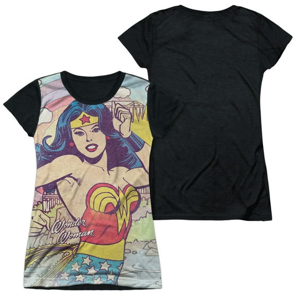 DC Wonder Woman Hometown Girl Paradise Island Juniors Black Back T-Shirt Tee