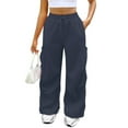 thumbnail image 6 of Womens Wide Leg Sweatpants High Baggy Pants Fashion Teen Girl Drawstring Athletic Joggers, 6 of 18
