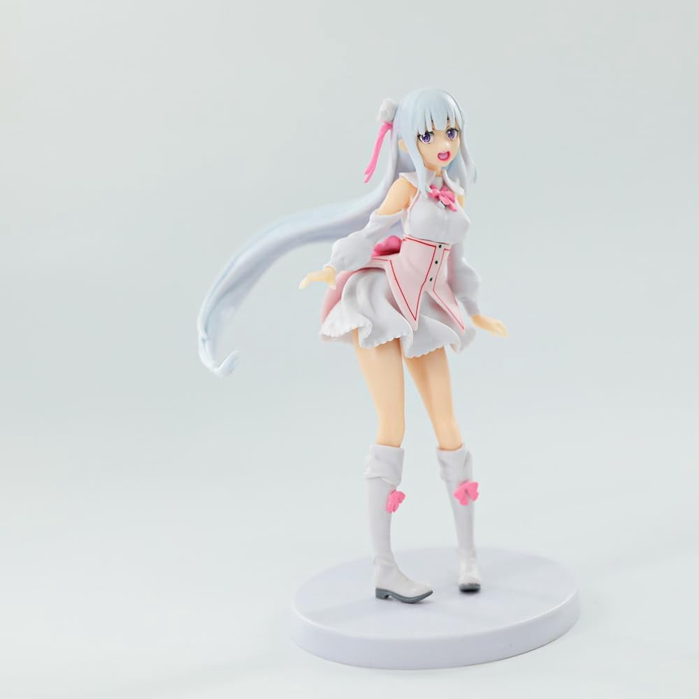 New Emilia Figure, Standing Long Hair Emilia Action Figures 17cm/6.7inch Anime Character Collection Decor Statue Model Desktop Decoration Ornament Gifts
