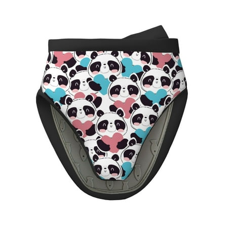 

Tebeau Heart Panda Print Short Oven Mitts Heat Resistant Silicone Kitchen Mini Oven Mitts Non-Slip Grip Surfaces and Hanging Loop Gloves