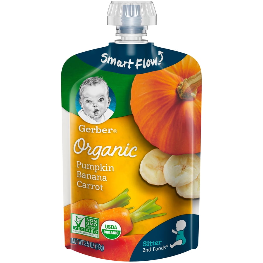 Photo 1 of (Pack of 6) Gerber 2nd Foods Organic Baby Food, Pumpkin, Bananas Carrots, 3.5 oz. Pouch
EXP 3/31/23