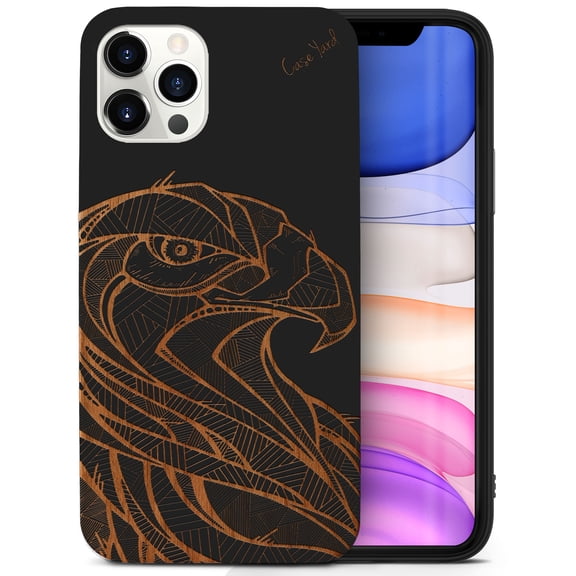 Case Yard Wooden Case for iPhone-11-Pro Soft TPU Silicone cover Slim Fit Shockproof Wood Protective Phone Cover for Girls Boys Men and Women Supports Wireless Charging Eagle Design