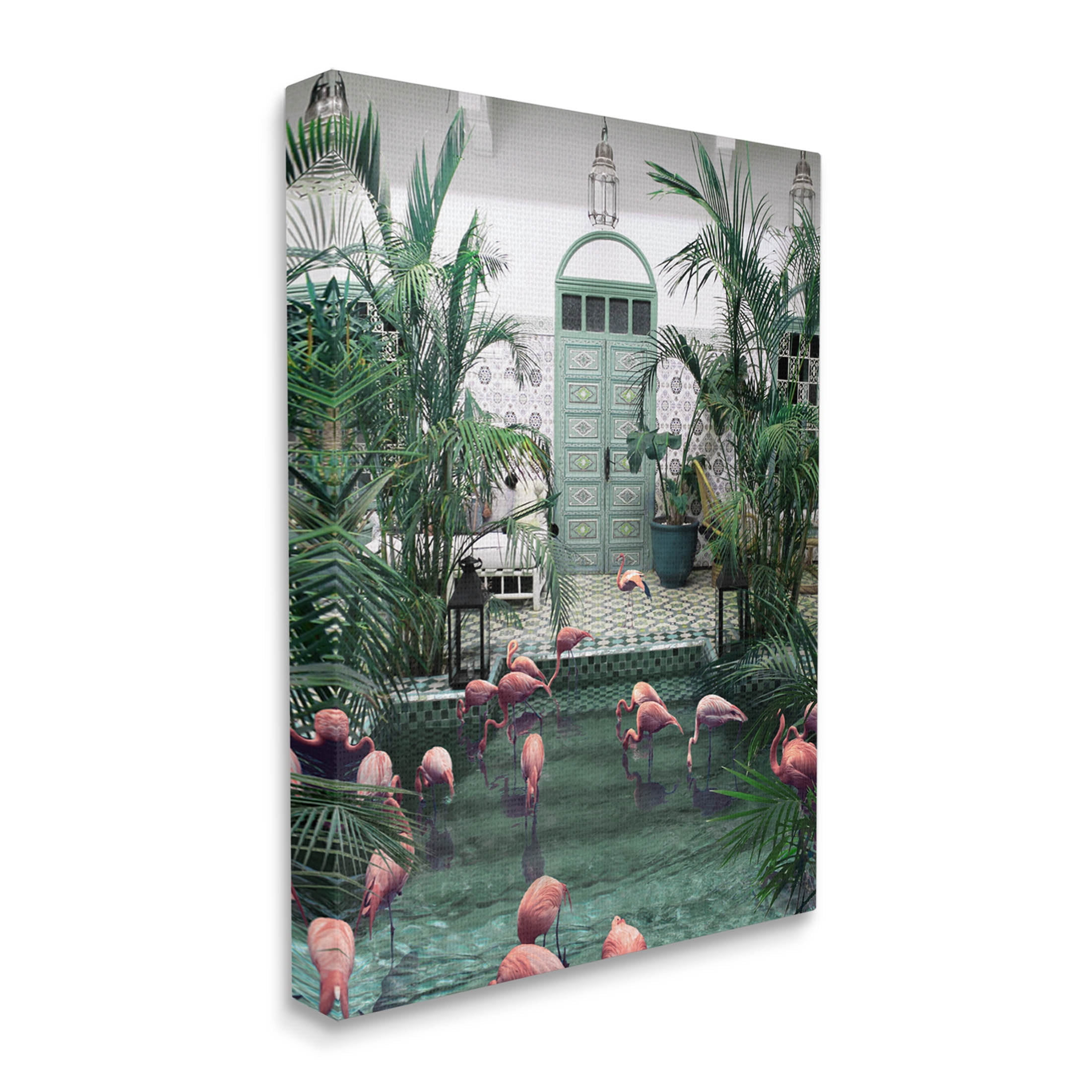 Stupell Industries Tropical Flamingo Pool Resort Graphic Art Gallery Wrapped Canvas Print Wall Art, Design by Ziwei Li