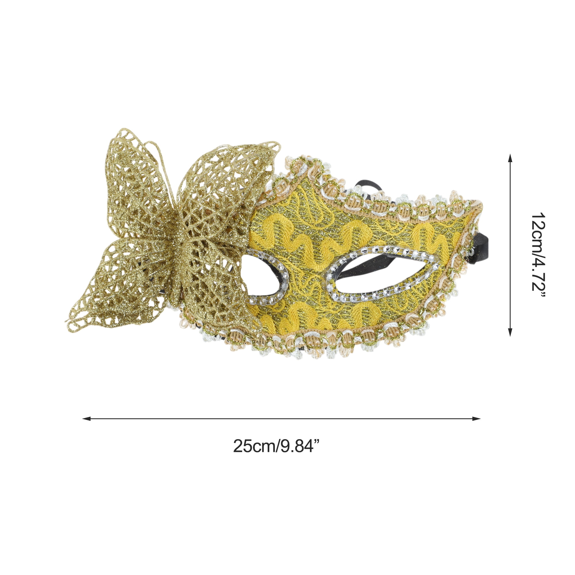 Unique Bargains 1 Box Elegant 3D Butterfly Half Face Party Mask Yellow
