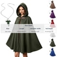 thumbnail image 4 of Medieval Hooded Cloak For Women, Halloween Vintage Knee Length Cape, Ladies Party Wraps With Pendant Necklace, 4 of 7