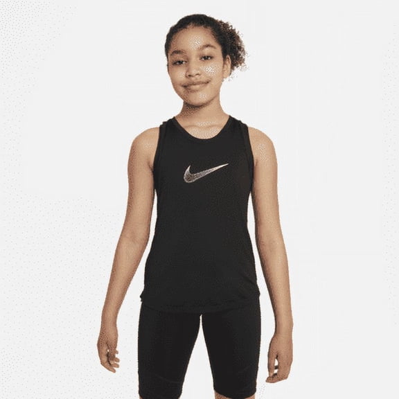 Nike One Big Kids' (Girls') Dri-FIT Training Tank Color: Black/White Size: XS