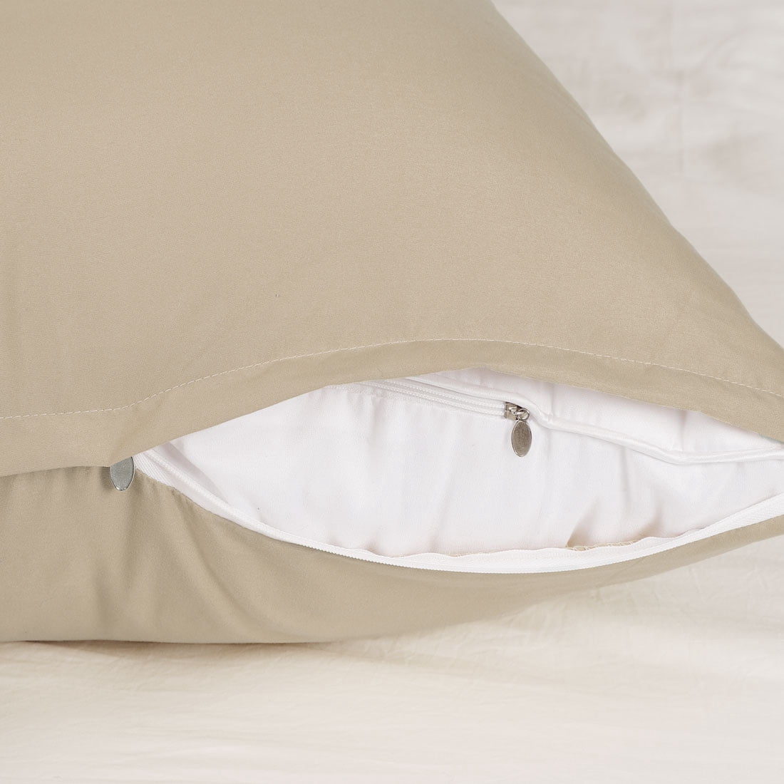 Unique Bargains Pillowcases Zippered Microfiber Body Pillow Cover Khaki 20" x 54"