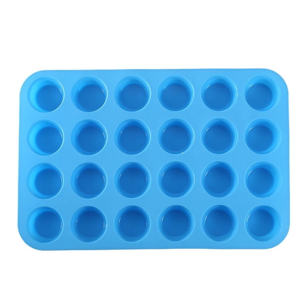 24 moldes de silicona antiadherentes DIY Mini molde para muffins tazas para hornear magdalenas de silicona para moldes para muffins 2 piezas (azul)