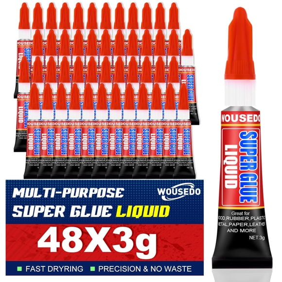 Super Glue WOUSEDO Liquid 48 x 3 g para madera, caucho y cuero