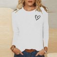 thumbnail image 2 of Besolor T-Shirts de la Saint-Valentin pour Femmes Imprimé Cœur Col Rond Manches Longues Tunique Décontractée Blouse Tee, 2 of 4