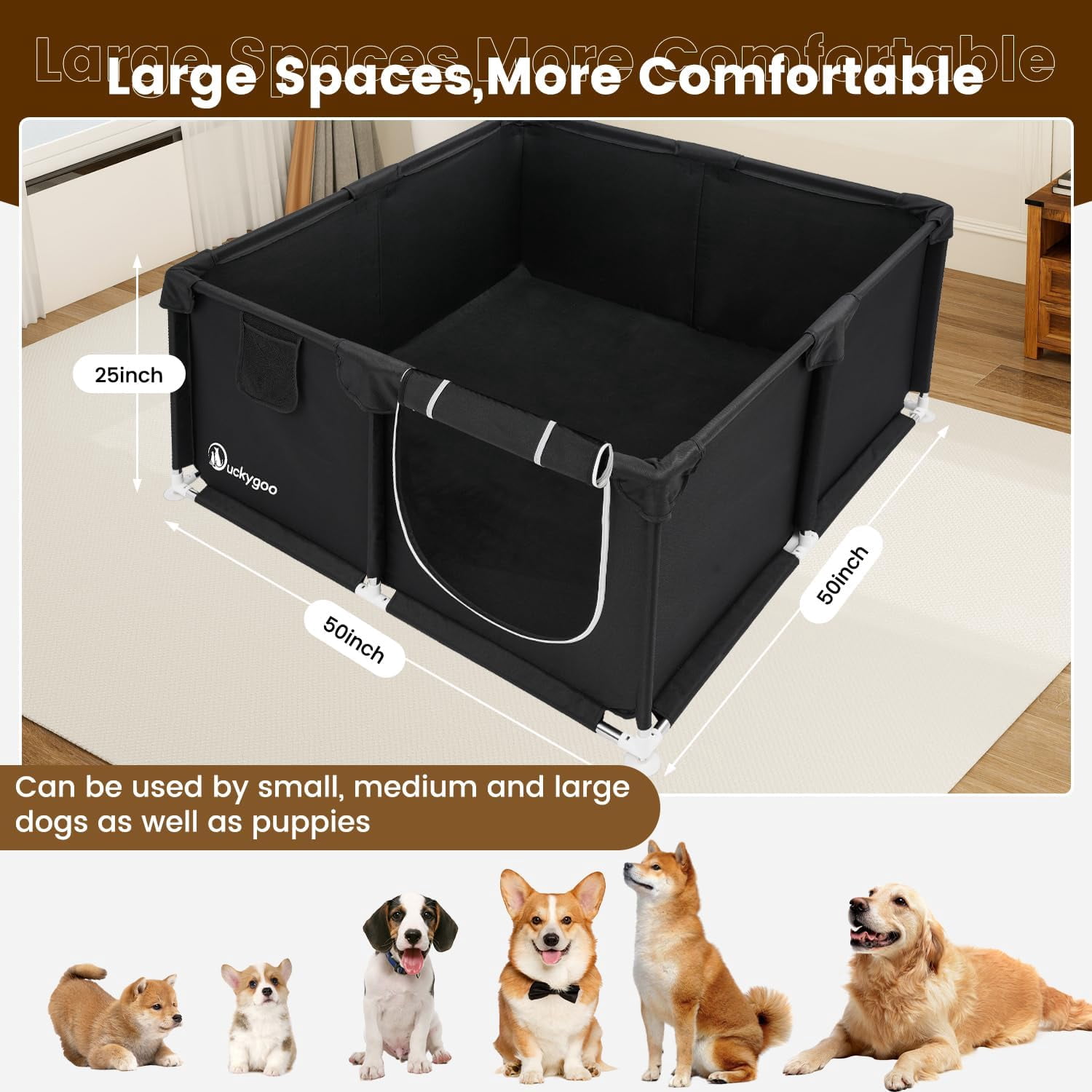 Whelping Box for Dogs - 50"L*50"W*25"H Dog Whelping Play Pen for Puppies,Pet Whelping Box Overall 600D Oxford Fabric with Absorbent Whelping Pad,Dog Birthing Box for Large Medium Small Dogs