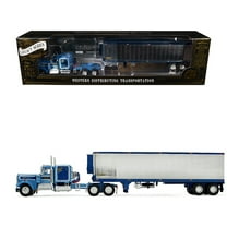 Kenworth W900A with 60" Flat Top Sleeper and 40 Vintage Refrigerated Trailer "Crippled Cowboy" Blue 1/64 Diecast Model by DCP/First Gear