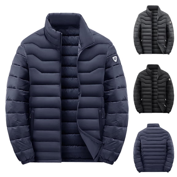 Zedker Men's Puffer Jackets Lightweight Winter Jackets Coats Water Resistant Windproof Insulated Casual Warm Mens Winter Coats Black XXL
