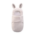 thumbnail image 2 of LEKWK Baby Swaddle Blanket with Hood Warm Baby Thermal Sleeping Sack 3D Cartoon Rabbit Ear Cute Loungewear Newborn Winter Thermal Receiving Blanket 0-6M, 2 of 5