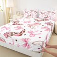 thumbnail image 4 of Manfei Western Ribbon Bow Bed Sheets 4pcs for Teens Female,Kids Girls Cowgirl Cow Print Boots King Sheets,Ultra Soft Home Decor, 4 of 5