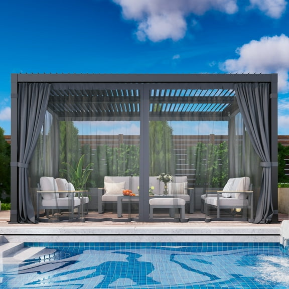 12' x 16' Aluminum Pergola with Adjustable Louvered Roof