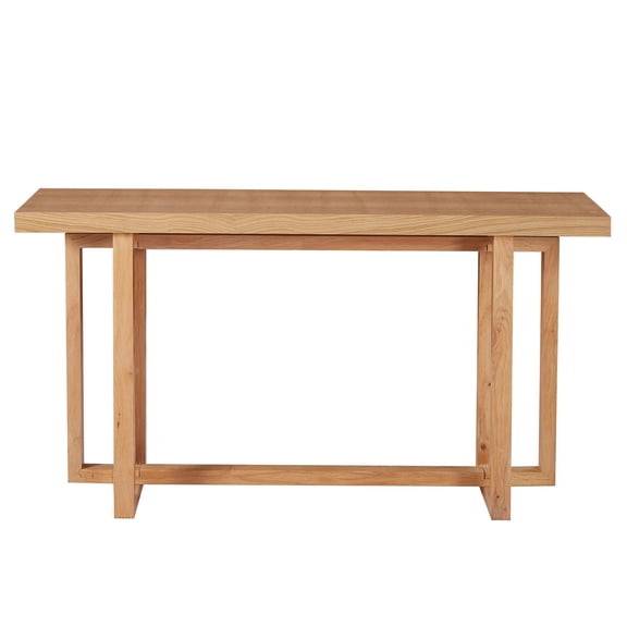JERFIT 59-inch Farmhouse Sofa Table for Living Room, Solid Wood Legs Narrow Hallway Console Table for Entryway, Behind Couch, Easy Assembly, Oak Finish