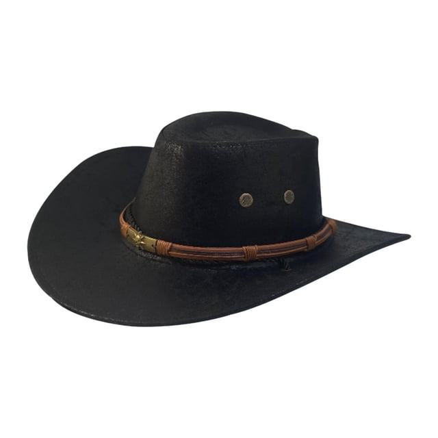 Sombrero de vaquero para mujeres y hombres, sombrero clásico para el sol, moda para festivales de música al aire libre negro