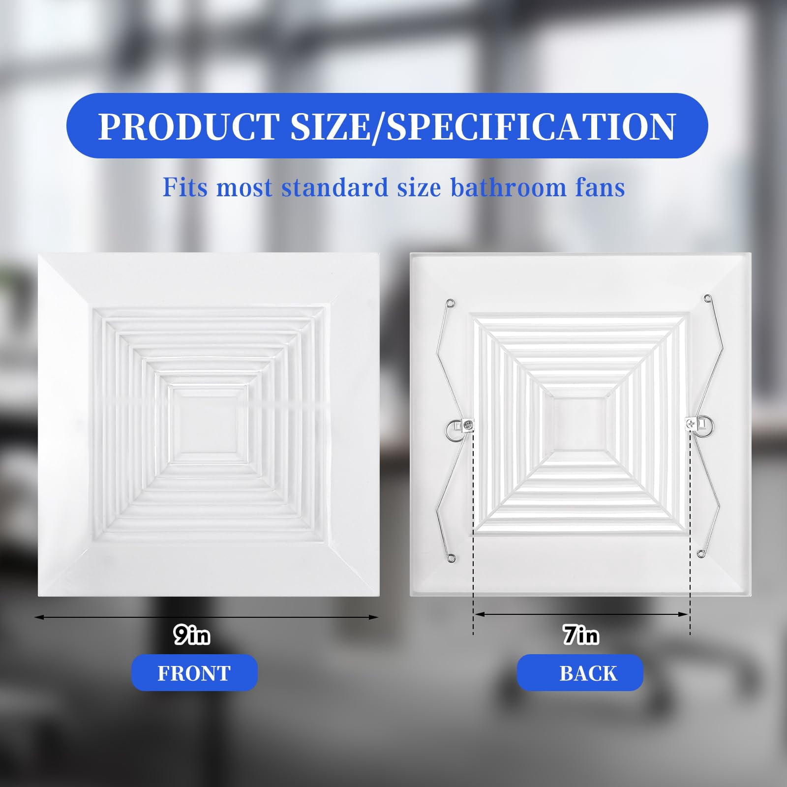 Vent Cover 9 x 9 Inch Plastic Replacement Grille for Square Ventilation