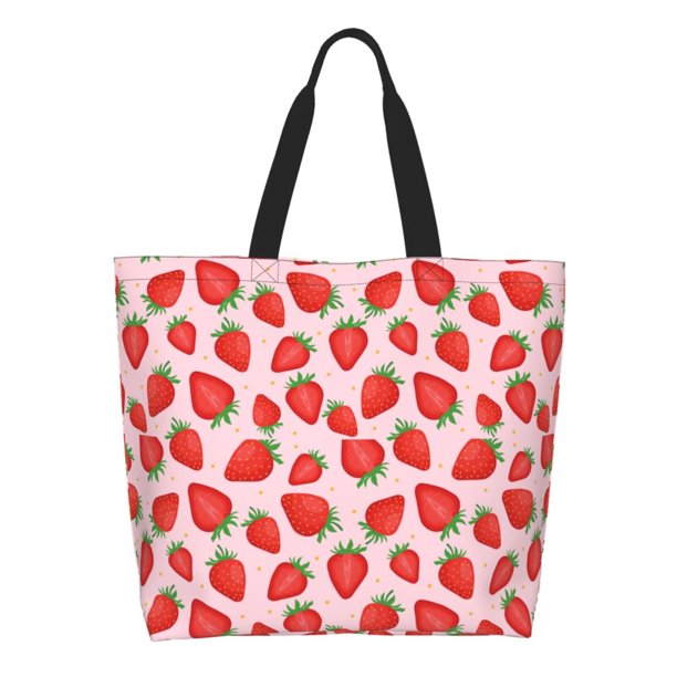 Disketp Strawberries Bolsa Tote Estampada para Mujer, Bolso de Hombro y de Mano para Compras y Viajes