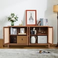 thumbnail image 6 of YOCWO Walnut Rattan Cabinets with Doors, Sideboard Buffet Cabinet for Living Room Entryway Kitchen, 6 of 6