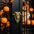thumbnail image 5 of AZXY Ram Skull Door Knocker Halloween Decor, Indoor Outdoor Front Door Yard Halloween Party Decorations For Home Rustic Wall Hanging Porch Mantel Tiered Tray Skeleton Ornament Gift For Women, 5 of 6