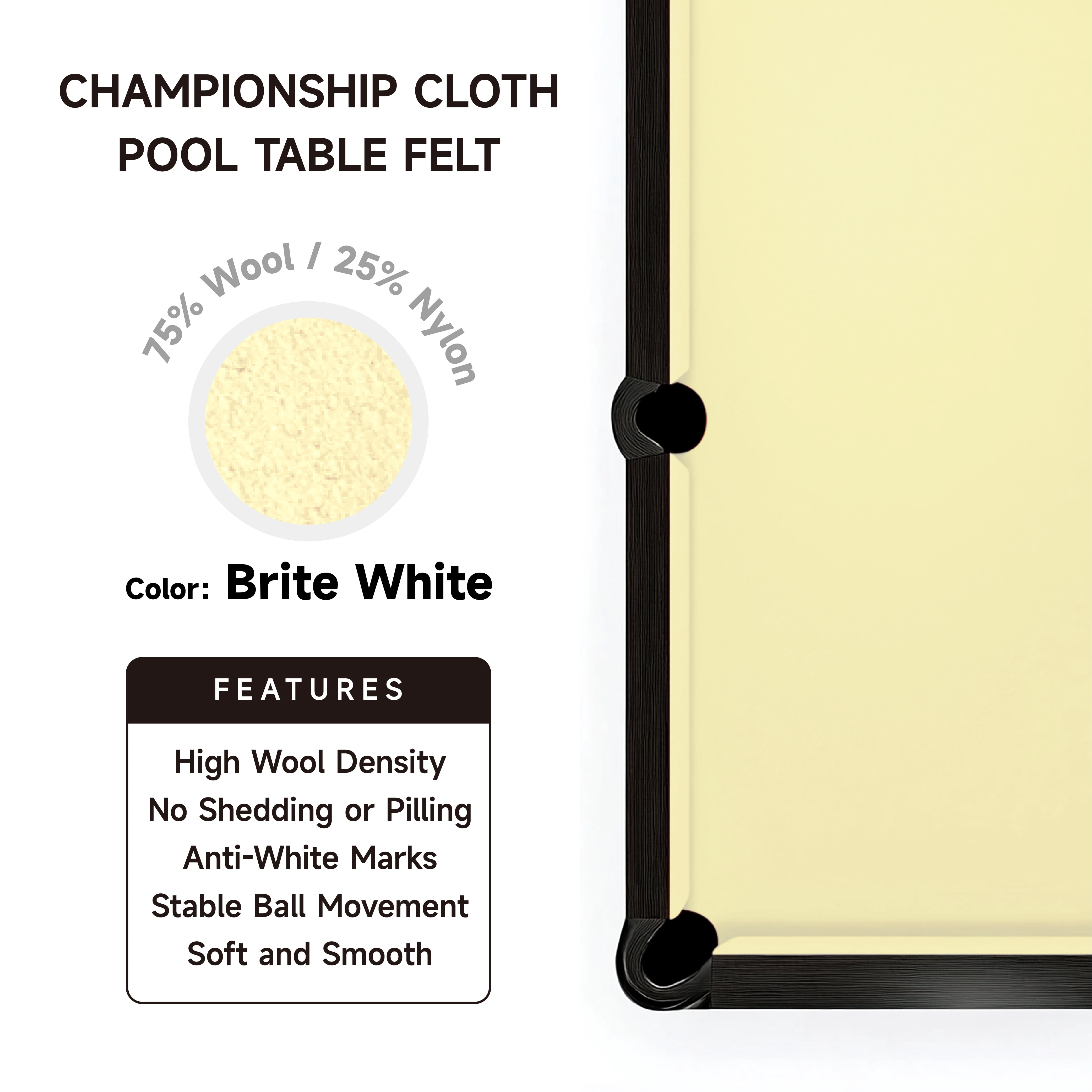 Empire USA Championship - Bright White Invitational Felt w/Teflon - 8ft