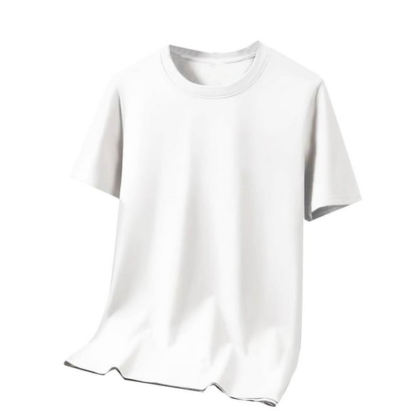 Ceisia Men's Solid Color Crew Neck T-Shirt, Breathable Short Sleeve Summer Top for Men White M Gifts