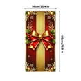 thumbnail image 3 of Virelaxpo Red and Gold Christmas Door Curtain with Bow and Snowflake Patterns, Printed Santa Design for Indoor Outdoor Festive Front Door Decor, 3 of 7
