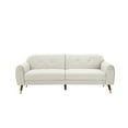 thumbnail image 2 of 75" W Velvet Loveseat Sofa Bed, Mid Century Modern Decor Furniture, Button Tufted Upholstered Love Seat Couch with Wood Legs for Living Room Bedroom, Beige, 2 of 6