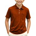 thumbnail image 2 of Boys Polo Shirt Short Sleeve Button up Collared Shirts Athletic Golf Youth Teen Boy School Uniform Kids Clothes 2026,Ginger 100, 2 of 4
